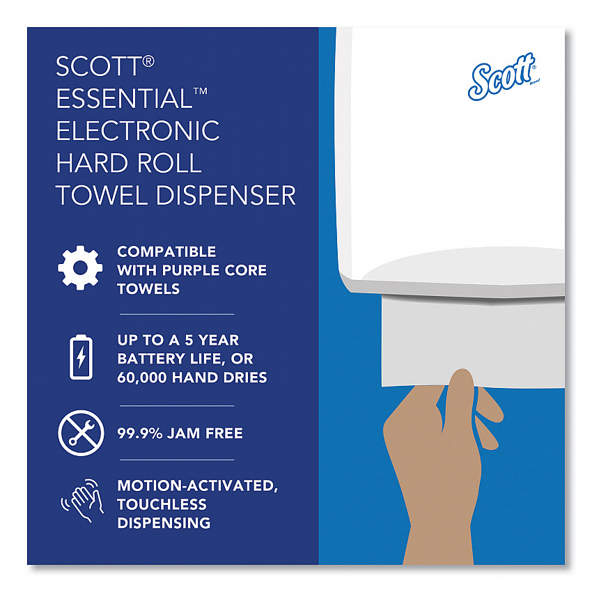 Essential Electronic Hard Roll Towel Dispenser, 12.7 x 9.57 x 15.76, Black (48860)