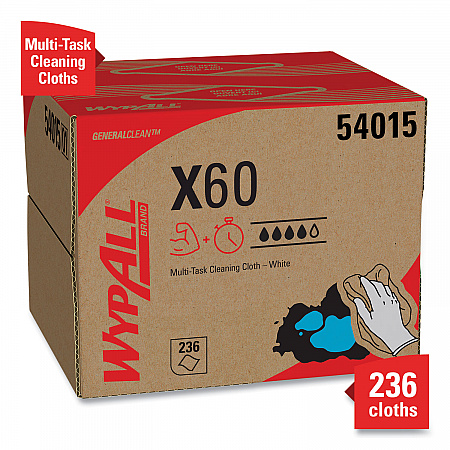 General Clean X60 Cloths, 12.5 x 16.8, White, 236/Carton (54015)