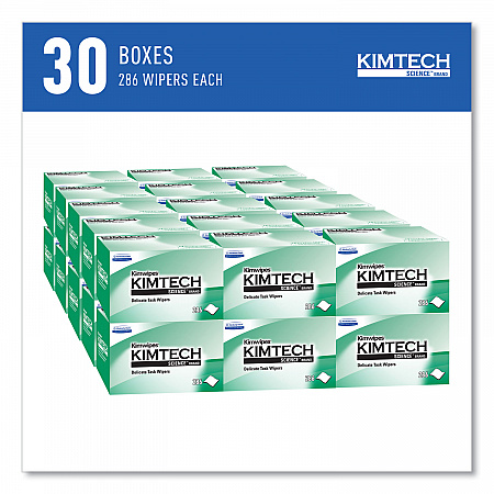 Kimwipes Delicate Task Wipers, 1-Ply, 4.4 x 8.4, Unscented, White, 280/Box, 30 Boxes/Carton (34120)
