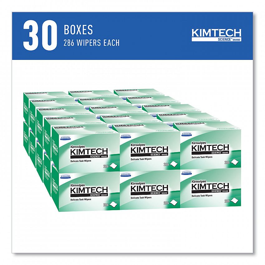Kimwipes Delicate Task Wipers, 1-Ply, 4.4 x 8.4, Unscented, White, 280/Box, 30 Boxes/Carton (34120)
