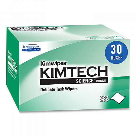 Kimwipes Delicate Task Wipers, 1-Ply, 4.4 x 8.4, Unscented, White, 280/Box, 30 Boxes/Carton (34120)