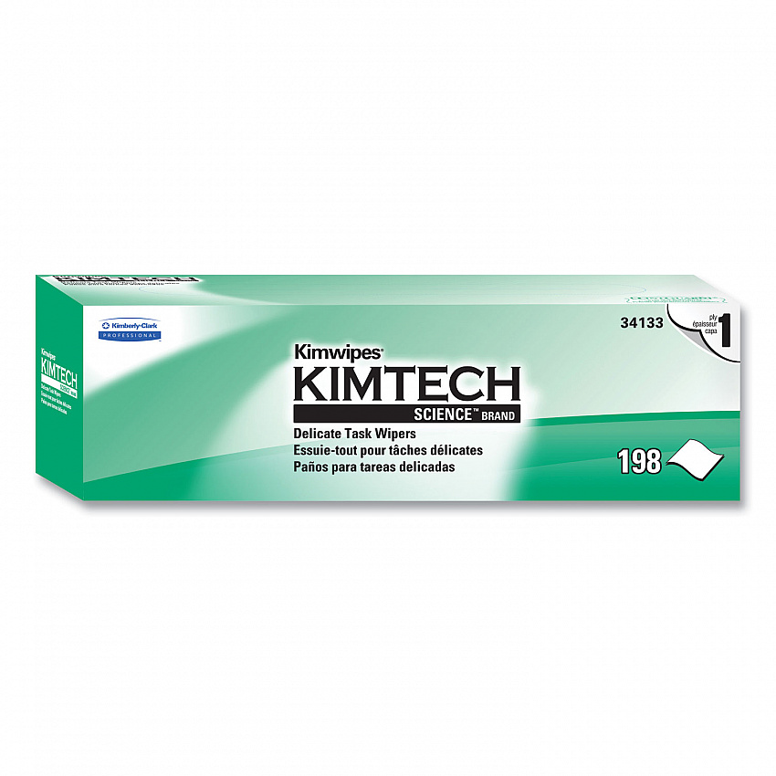 Kimwipes Delicate Task Wipers, 1-Ply, 11.8 x 11.8, Unscented, White, 198/Box, 15 Boxes/Carton (34133)