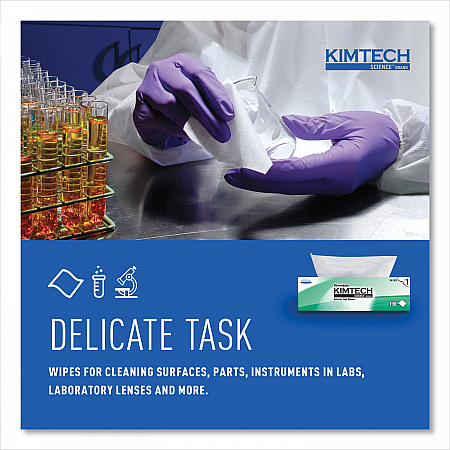 Kimwipes Delicate Task Wipers, 1-Ply, 11.8 x 11.8, Unscented, White, 198/Box, 15 Boxes/Carton (34133)