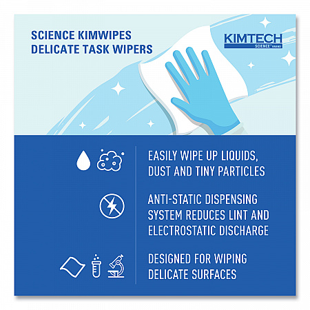 Kimwipes Delicate Task Wipers, 1-Ply, 11.8 x 11.8, Unscented, White, 198/Box, 15 Boxes/Carton (34133)