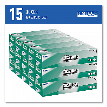 Kimwipes Delicate Task Wipers, 1-Ply, 11.8 x 11.8, Unscented, White, 198/Box, 15 Boxes/Carton (34133)