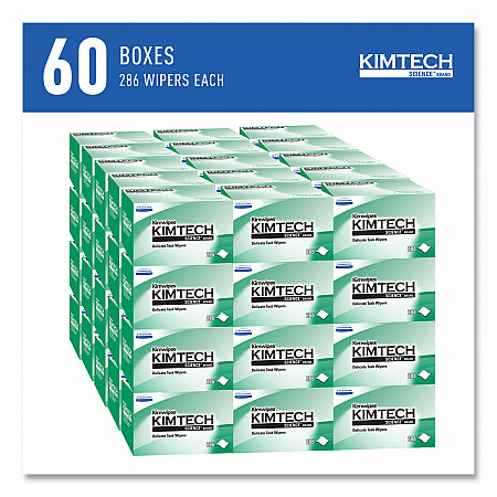 Kimwipes Delicate Task Wipers, 1-Ply, 4.4 x 8.4, Unscented, White, 286/Box, 60 Boxes/Carton (34155CT)
