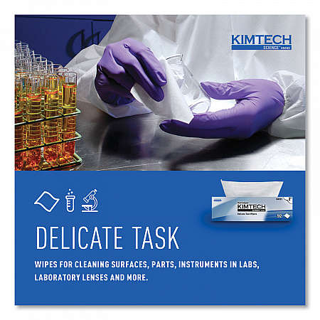Kimwipes Delicate Task Wipers, 2-Ply, 14.7 x 16.6, Unscented, White, 92/Box, 15 Boxes/Carton (34721)