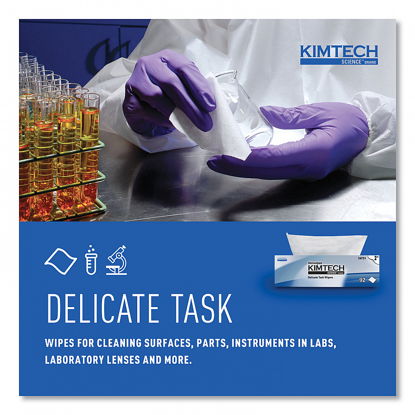 Kimwipes Delicate Task Wipers, 2-Ply, 14.7 x 16.6, Unscented, White, 92/Box, 15 Boxes/Carton (34721)