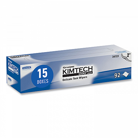 Kimwipes Delicate Task Wipers, 2-Ply, 14.7 x 16.6, Unscented, White, 92/Box, 15 Boxes/Carton (34721)
