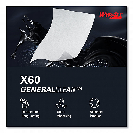 General Clean X60 Cloths, POP-UP Box, 8.34 x 16.8, White, 118/Box (34790BX)