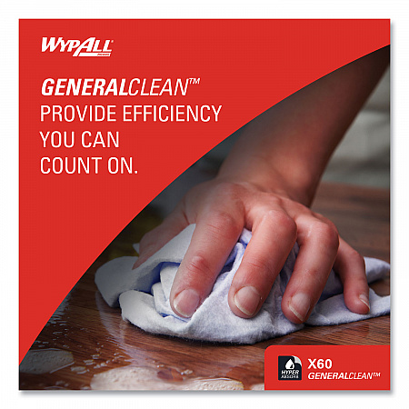 General Clean X60 Cloths, 1/4 Fold, 12.5 x 13, White, 76/Box, 12 Boxes/Carton (34865)