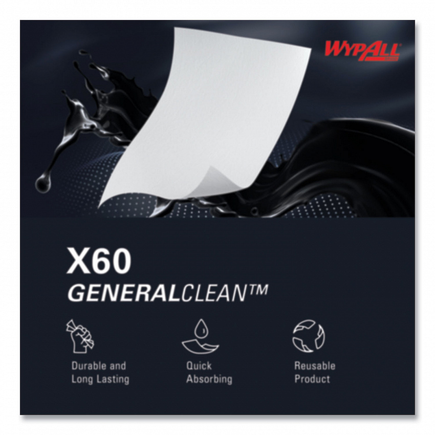 General Clean X60 Cloths, 1/4 Fold, 12.5 x 13, White, 76/Box, 12 Boxes/Carton (34865)
