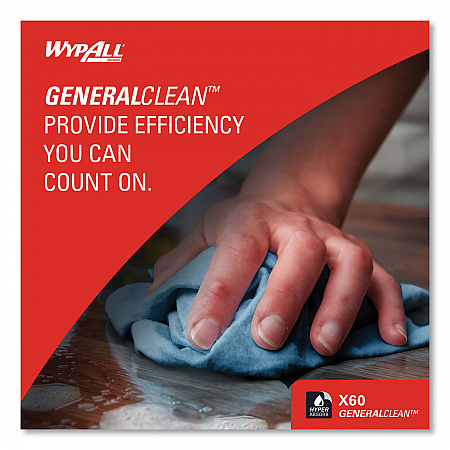 General Clean X60 Cloths, Jumbo Roll, 12.5 x 13.4, Blue, 1,100/Roll (34965)
