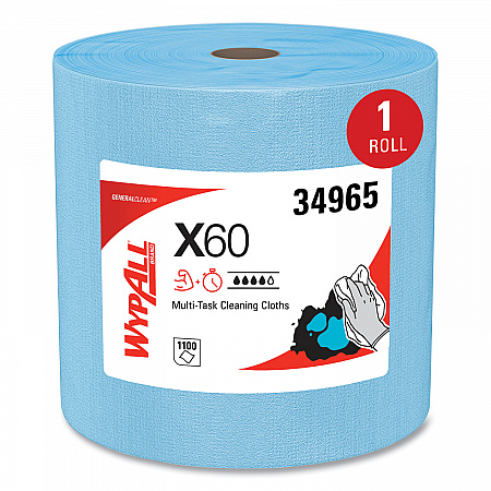 General Clean X60 Cloths, Jumbo Roll, 12.5 x 13.4, Blue, 1,100/Roll (34965)