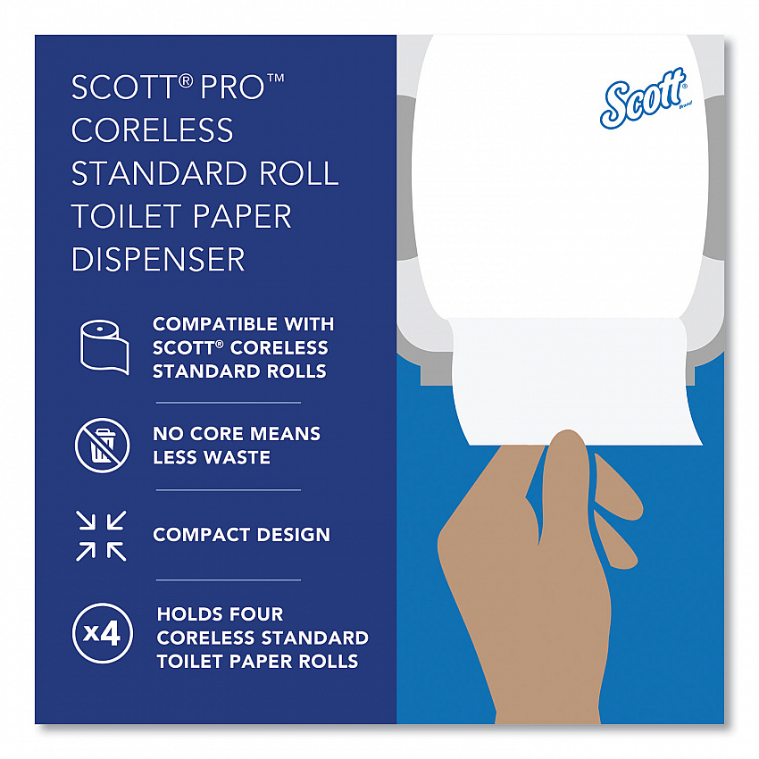 Pro High Capacity Coreless SRB Tissue Dispenser, 11.25 x 6.31 x 12.75, White (44517)