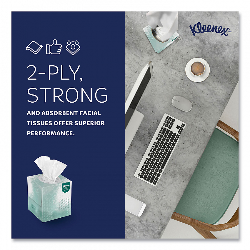 Naturals Facial Tissue for Business, BOUTIQUE POP-UP Box, 2-Ply, White, 90 Sheets/Box, 36 Boxes/Carton (21272)
