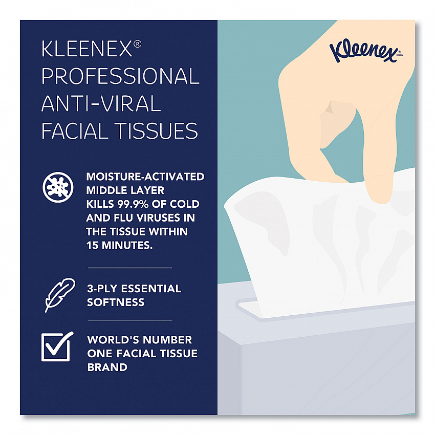 Boutique Anti-Viral Facial Tissue, Pop-Up Box, 3-Ply, White, 55 Sheets/Box, 3 Boxes/Pack (21286)
