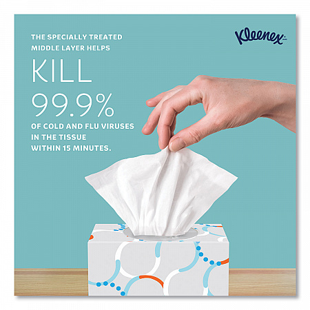 Boutique Anti-Viral Facial Tissue, Pop-Up Box, 3-Ply, White, 55 Sheets/Box, 3 Boxes/Pack, 4 Packs/Carton (21286CT)