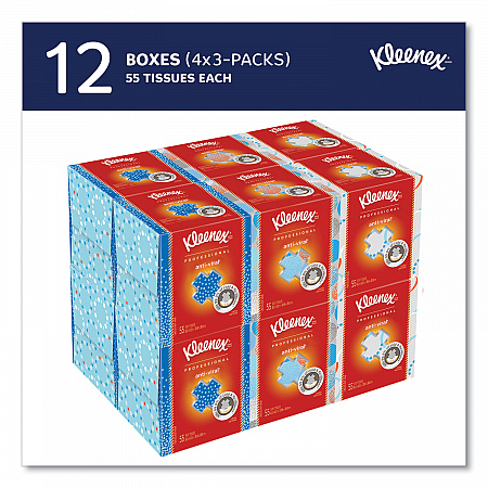 Boutique Anti-Viral Facial Tissue, Pop-Up Box, 3-Ply, White, 55 Sheets/Box, 3 Boxes/Pack, 4 Packs/Carton (21286CT)