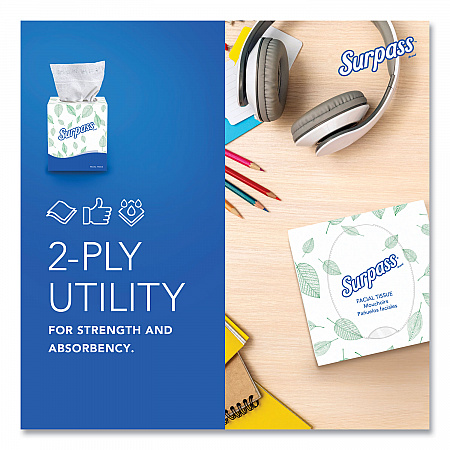 Facial Tissue for Business, Pop-Up Box, 2-Ply, White, 90 Sheets/Box, 36 Boxes/Carton (21320)