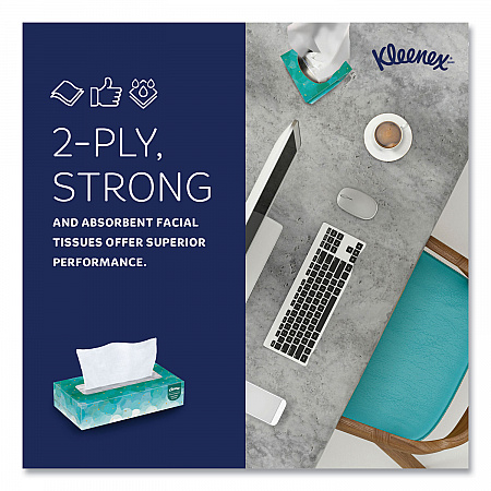 White Facial Tissue for Business, Pop-Up Box, 2-Ply, 90 Sheets/Box, 36 Boxes/Carton (21400)