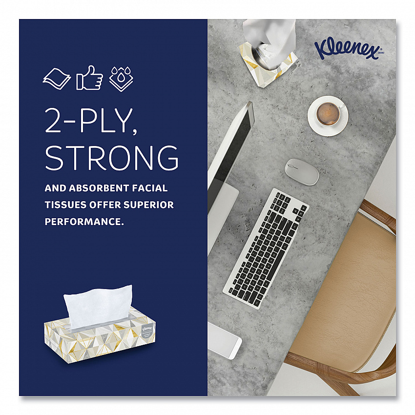 White Facial Tissue for Business, Pop-Up Box, 2-Ply, 125 Sheets/Box, 48 Boxes/Carton (21606CT)