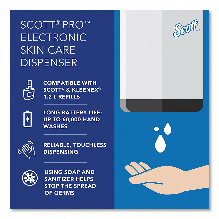 Electronic Skin Care Dispenser, 1,200 mL, 7.3 x 4 x 11.7, White (32499)