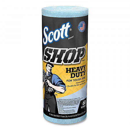 Pro Shop Towels, Heavy Duty, 1-Ply, 10.4 x 11, Blue, 12 Rolls/Carton (32992)