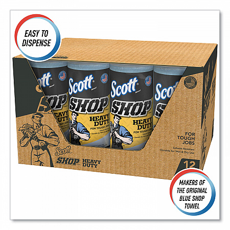 Pro Shop Towels, Heavy Duty, 1-Ply, 10.4 x 11, Blue, 12 Rolls/Carton (32992)