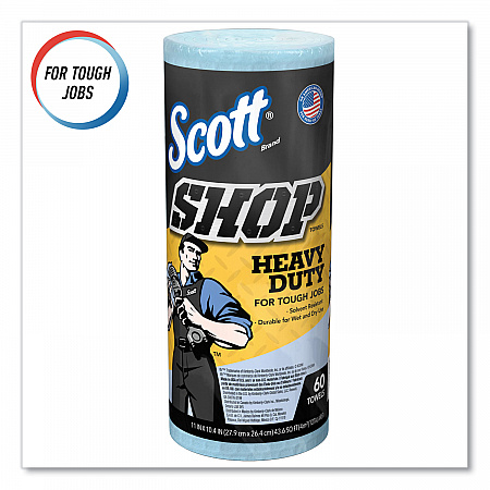 Pro Shop Towels, Heavy Duty, 1-Ply, 10.4 x 11, Blue, 12 Rolls/Carton (32992)