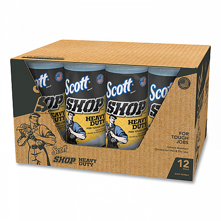 Pro Shop Towels, Heavy Duty, 1-Ply, 10.4 x 11, Blue, 12 Rolls/Carton (32992)