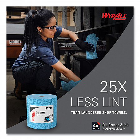 Power Clean Oil, Grease and Ink Cloths, Jumbo Roll, 9.8 x 12.2, Blue, 717/Roll (33241)