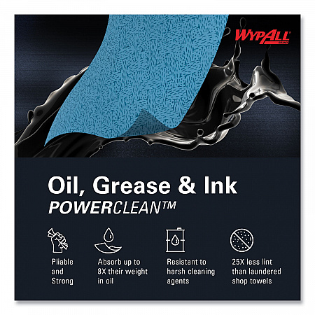 Power Clean Oil, Grease and Ink Cloths, Jumbo Roll, 9.8 x 12.2, Blue, 717/Roll (33241)