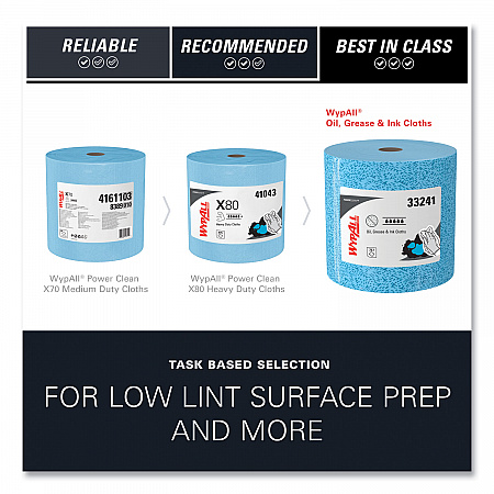 Power Clean Oil, Grease and Ink Cloths, Jumbo Roll, 9.8 x 12.2, Blue, 717/Roll (33241)