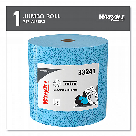 Power Clean Oil, Grease and Ink Cloths, Jumbo Roll, 9.8 x 12.2, Blue, 717/Roll (33241)
