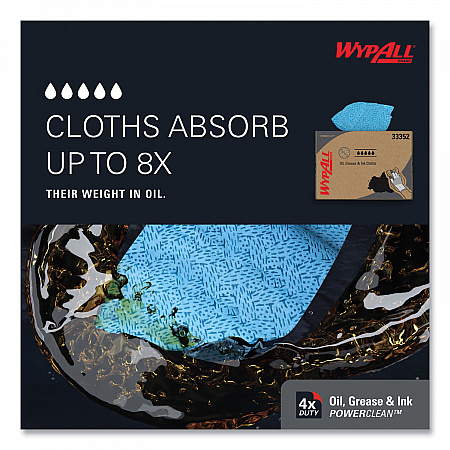 Power Clean Oil, Grease and Ink Cloths, BRAG Box, 12.1 x 16.8, Blue, 180/Box (33352)