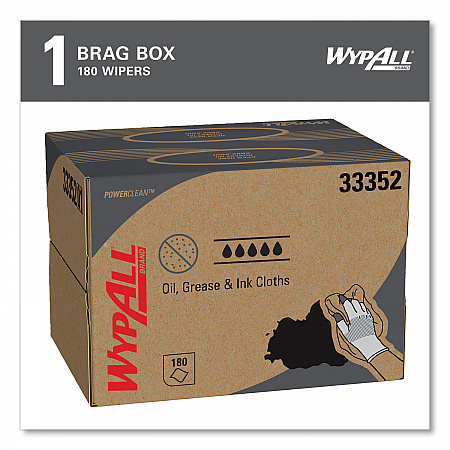 Power Clean Oil, Grease and Ink Cloths, BRAG Box, 12.1 x 16.8, Blue, 180/Box (33352)