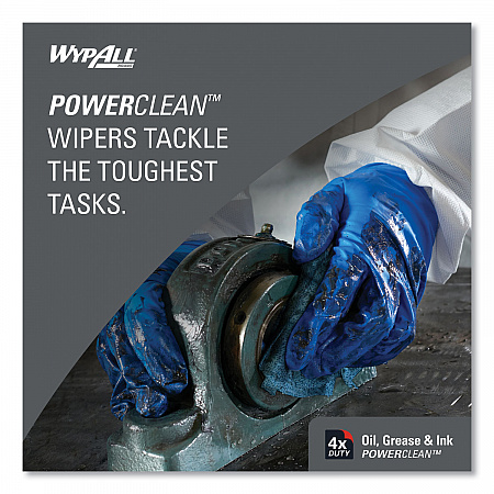 Power Clean Oil, Grease and Ink Cloths, 1/4 Fold, 12.5 x 12, Blue, 66/Box, 8 Boxes/Carton (33560)