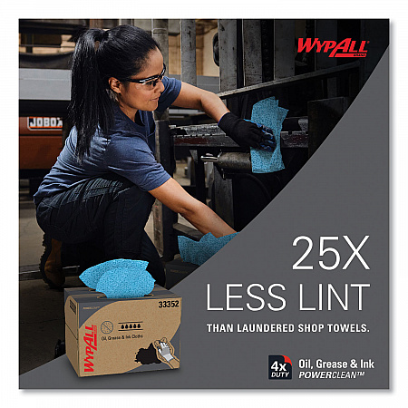 Power Clean Oil, Grease and Ink Cloths, 1/4 Fold, 12.5 x 12, Blue, 66/Box, 8 Boxes/Carton (33560)