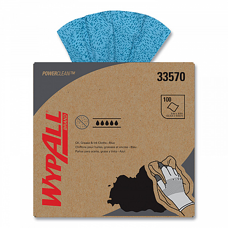 Power Clean Oil, Grease and Ink Cloths, POP-UP Box, 8.8 x 16.8, Blue, 100/Box, 5/Carton (33570)