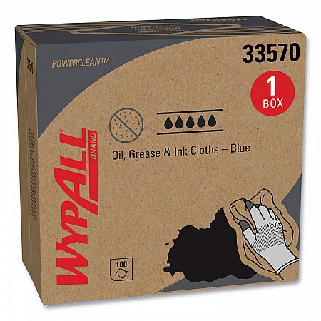 Power Clean Oil, Grease and Ink Cloths, POP-UP Box, 8.8 x 16.8, Blue, 100/Box, 5/Carton (33570)