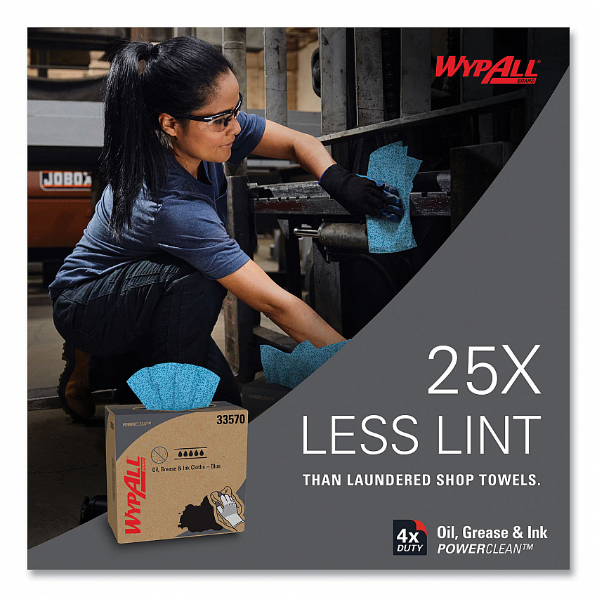 Power Clean Oil, Grease and Ink Cloths, POP-UP Box, 8.8 x 16.8, Blue, 100/Box, 5/Carton (33570)