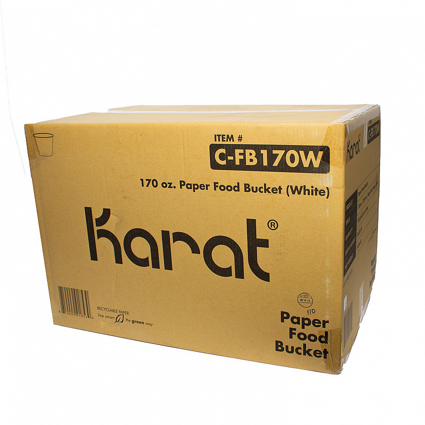 Food Bucket, 170 oz, 8.9" Diameter x 8.36" h, White, Paper, 150/Carton (CFB170W)