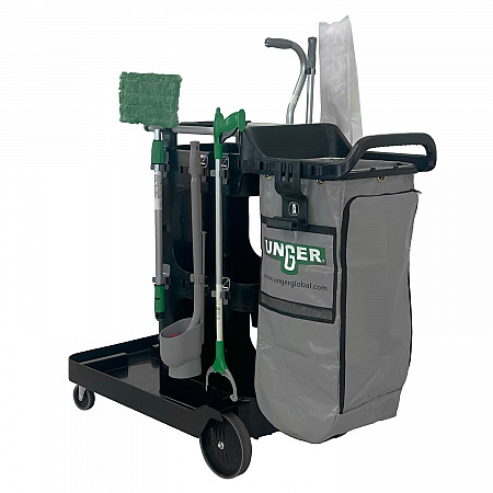 ZoneCleanRx Janitorial Carts, Plastic, 3 Shelves, 23.5 x 25 x 25, Black (CRTZN)
