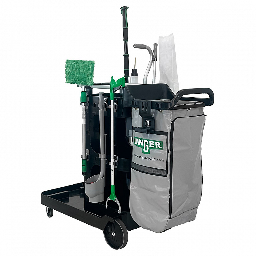 SpotCleanRx Janitorial Carts, Plastic, 3 Shelves, 23.5 x 25 x 25, Black (CRTSP)