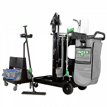 DeepCleanRx Janitorial Carts, Plastic, 3 Shelves, 24 x 26 x 26, Black (CRTDC)