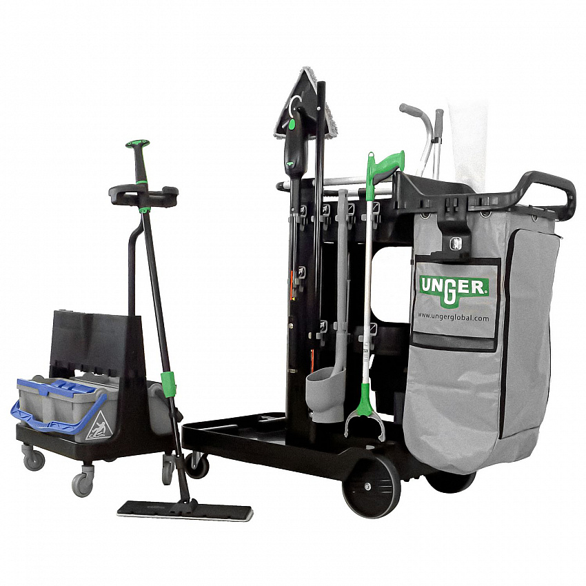 DeepCleanRx Janitorial Carts, Plastic, 3 Shelves, 24 x 26 x 26, Black (CRTDC)