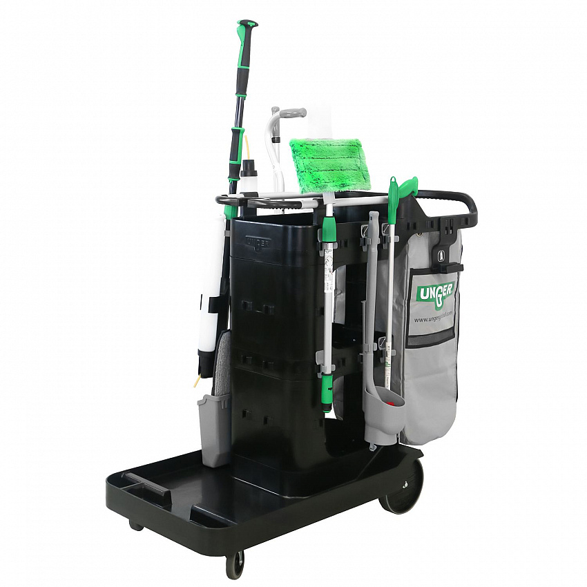 SpotCleanRx Janitorial Carts, Plastic, 3 Shelves, 23.5 x 25 x 25, Black (CRTSP)