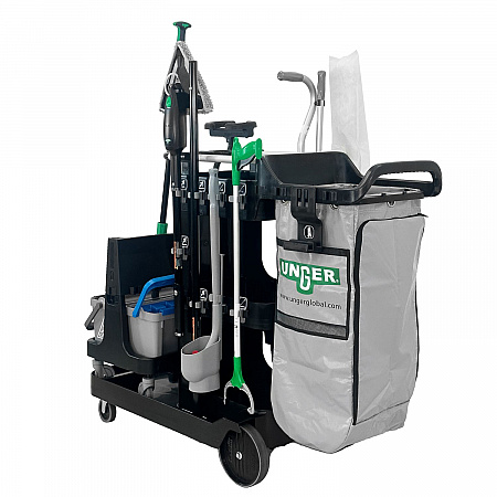 DeepCleanRx Janitorial Carts, Plastic, 3 Shelves, 24 x 26 x 26, Black (CRTDC)