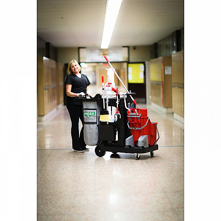 RestroomRx Janitorial Carts with 32 qt Bucket, Plastic, 24 x 21 x 25, Black (RRSPL)